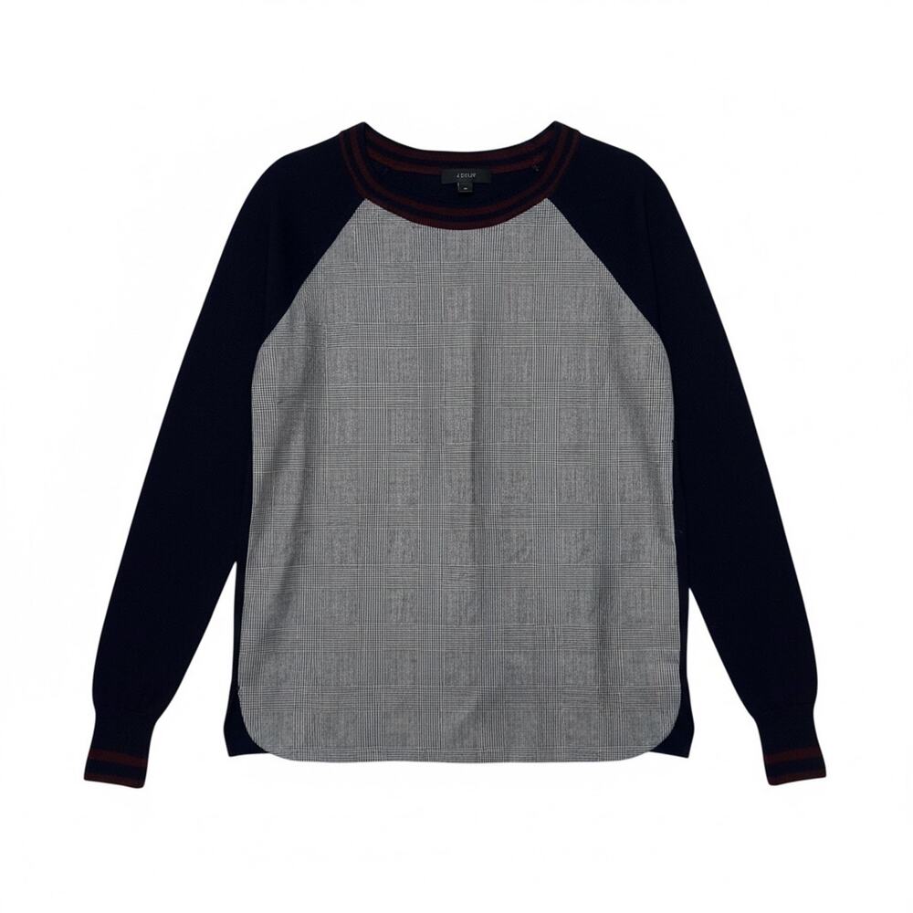 J. Crew Pullover Glen Plaid Wool Blend - Picture 2 of 11